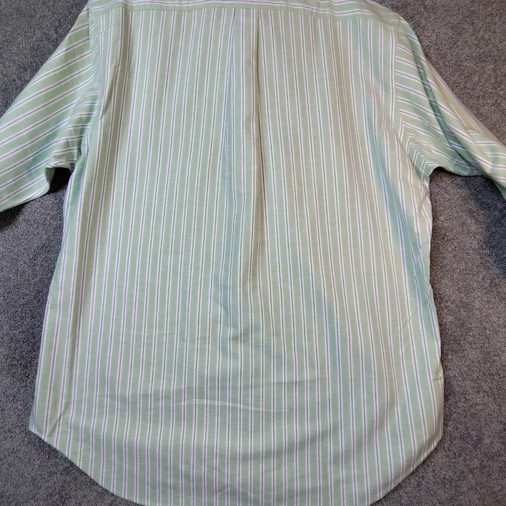 Polo Ralph Lauren Shirt Mens 16 1/2 32/33 Green Blue Classic Fit Striped Preppy